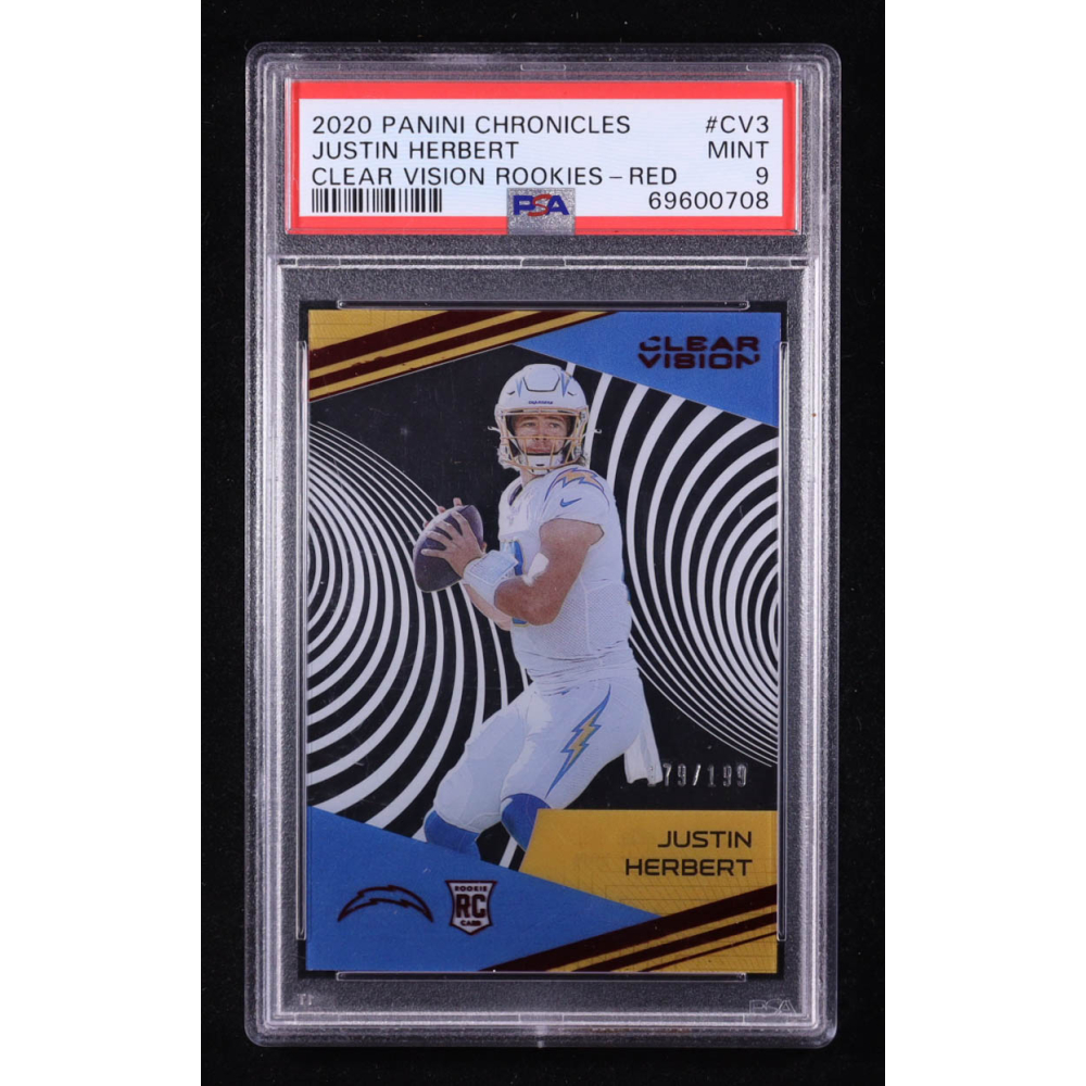 Justin Herbert 2020 Panini Clear Vision Rookies Red #3 #179/199 RC (PSA 9) at PristineAuction.com
