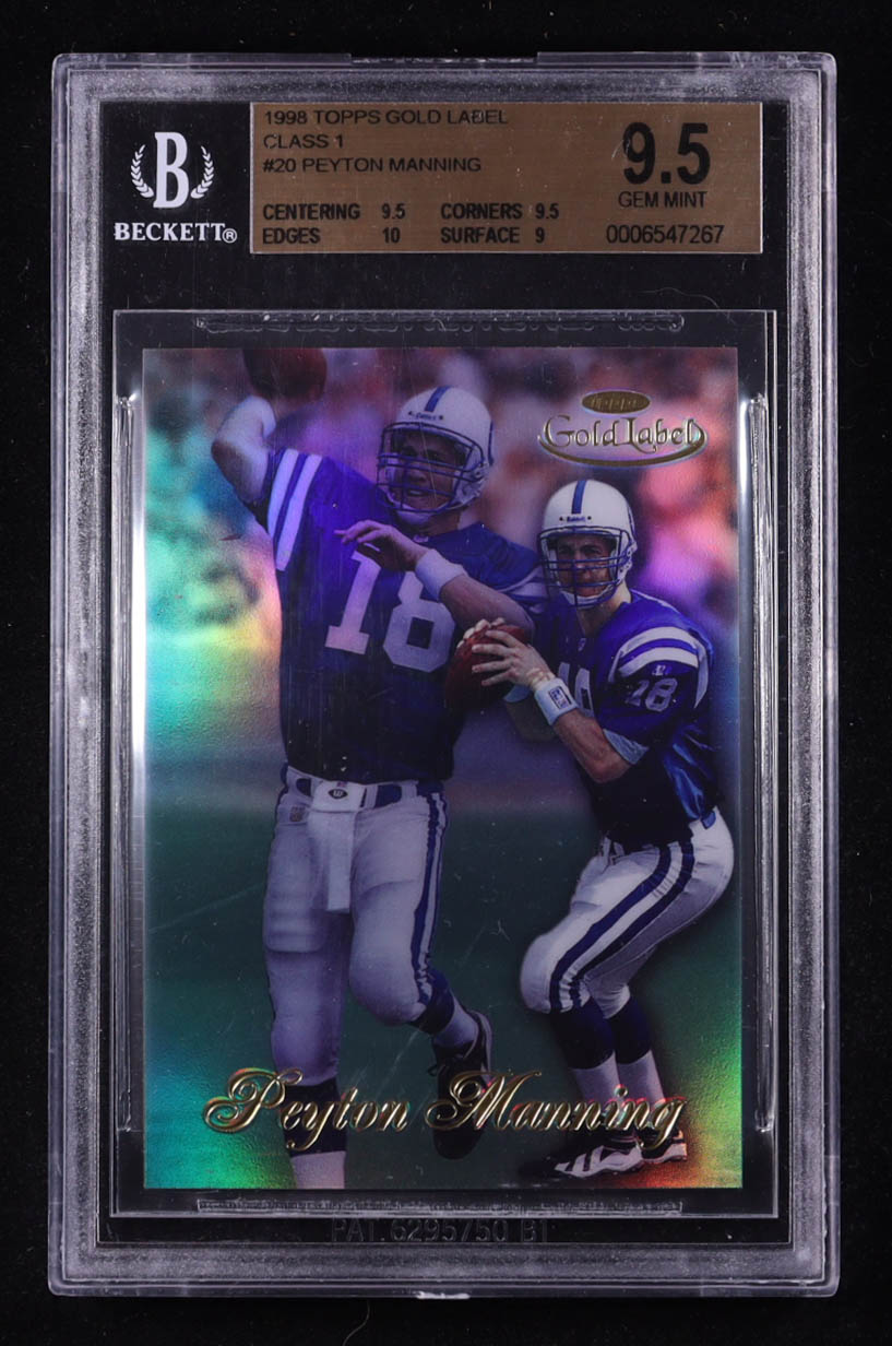 Peyton Manning 1998 Topps Gold Label Class 1 #20 RC (BGS 9.5) at PristineAuction.com Peyton Manning 1998 Topps Gold Label Class 1 #20 RC (BGS 9.5) at PristineAuction.com