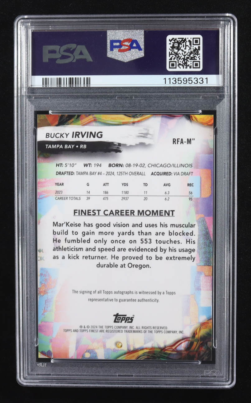 Bucky Irving 2024 Finest Rookie Autographs #RFAM RC (PSA 10 | Auto Grade PSA 10) at PristineAuction.com Bucky Irving 2024 Finest Rookie Autographs #RFAM RC (PSA 10 | Auto Grade PSA 10) at PristineAuction.com