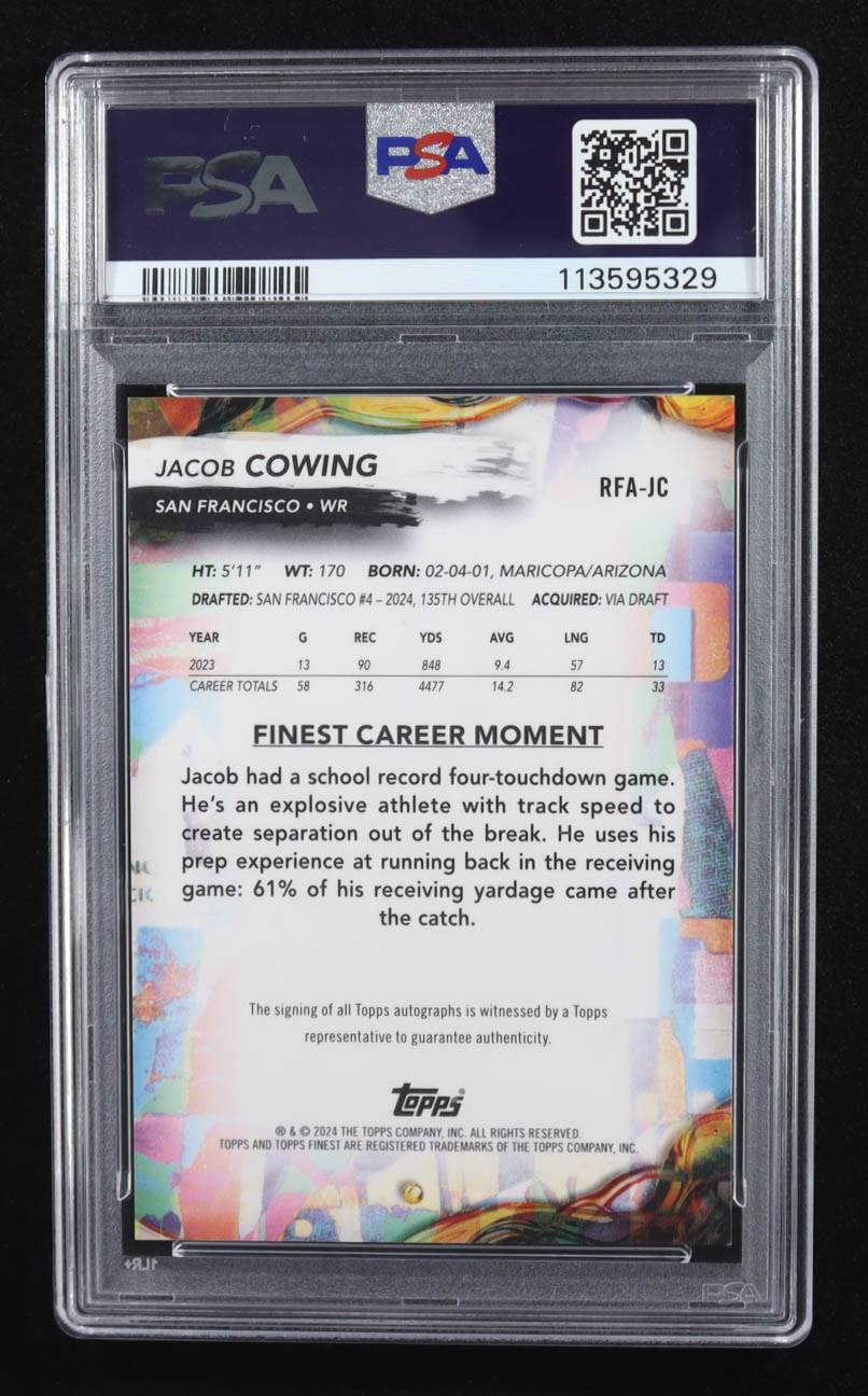 Jacob Cowing 2024 Finest Rookie Autographs #RFAJC RC (PSA 9 | Auto Grade PSA 10) at PristineAuction.com Jacob Cowing 2024 Finest Rookie Autographs #RFAJC RC (PSA 9 | Auto Grade PSA 10) at PristineAuction.com