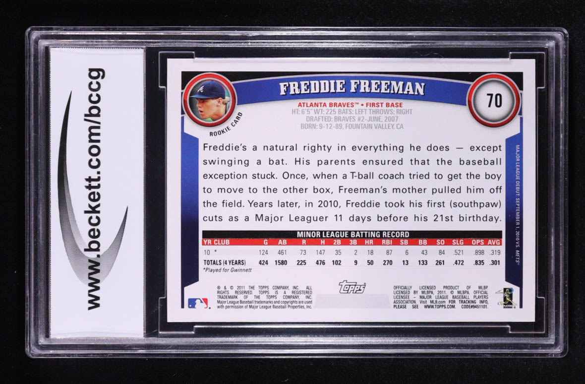 Freddie Freeman 2011 Topps Opening Day #70 RC (BCCG 10) at PristineAuction.com Freddie Freeman 2011 Topps Opening Day #70 RC (BCCG 10) at PristineAuction.com