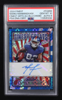 Mario Manningham 2024 Finest Greats Autographs Blue Checkerboard Refractors #FGMM #30/99 (PSA 10 | Auto Grade PSA 8) at PristineAuction.com