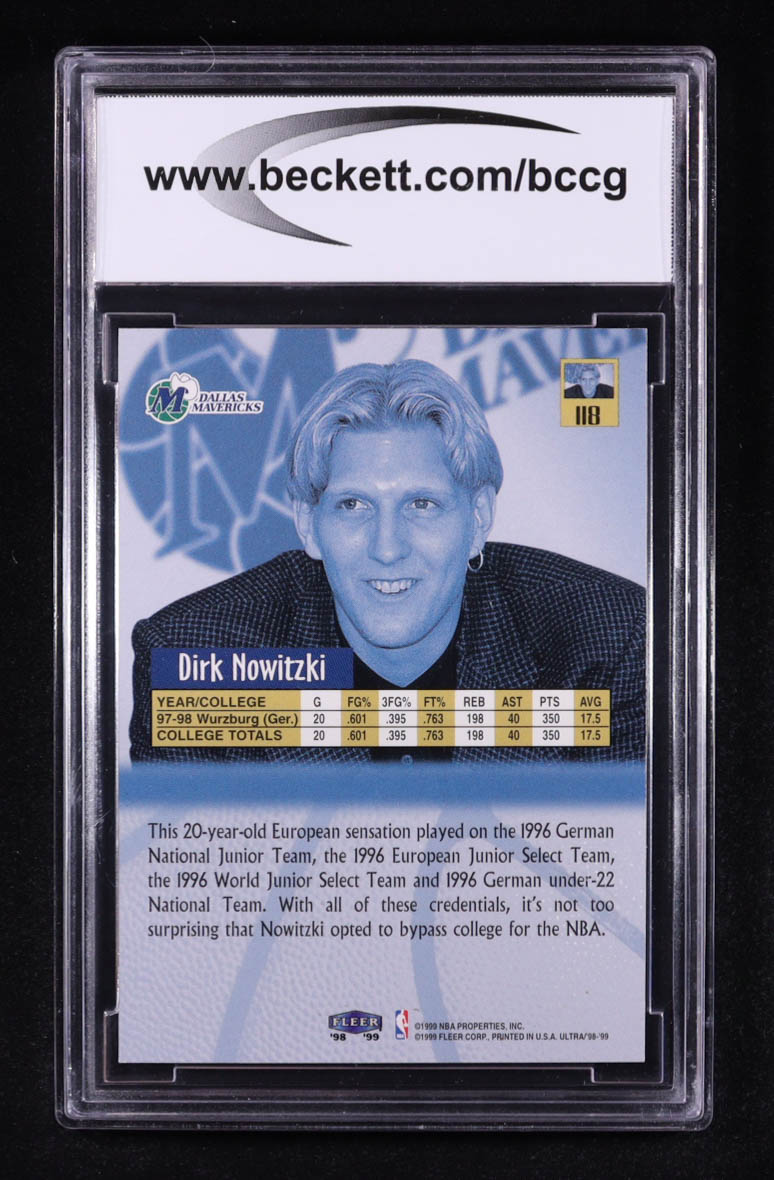 Dirk Nowitzki 1998-99 Ultra #118 RC (BCCG 9) at PristineAuction.com Dirk Nowitzki 1998-99 Ultra #118 RC (BCCG 9) at PristineAuction.com