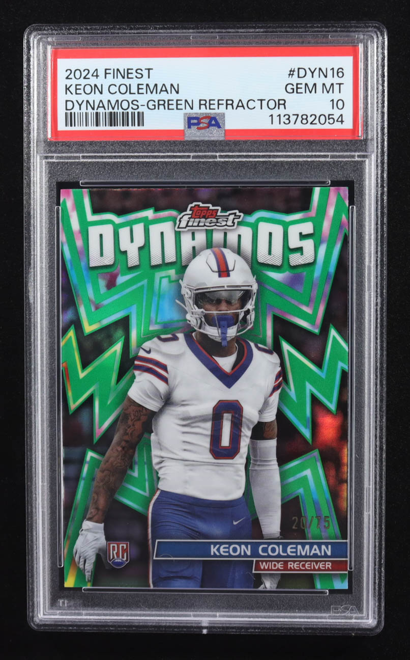 Keon Coleman 2024 Finest Dynamos Green Refractors #DYN16 #20/75 RC (PSA 10) at PristineAuction.com Keon Coleman 2024 Finest Dynamos Green Refractors #DYN16 #20/75 RC (PSA 10) at PristineAuction.com