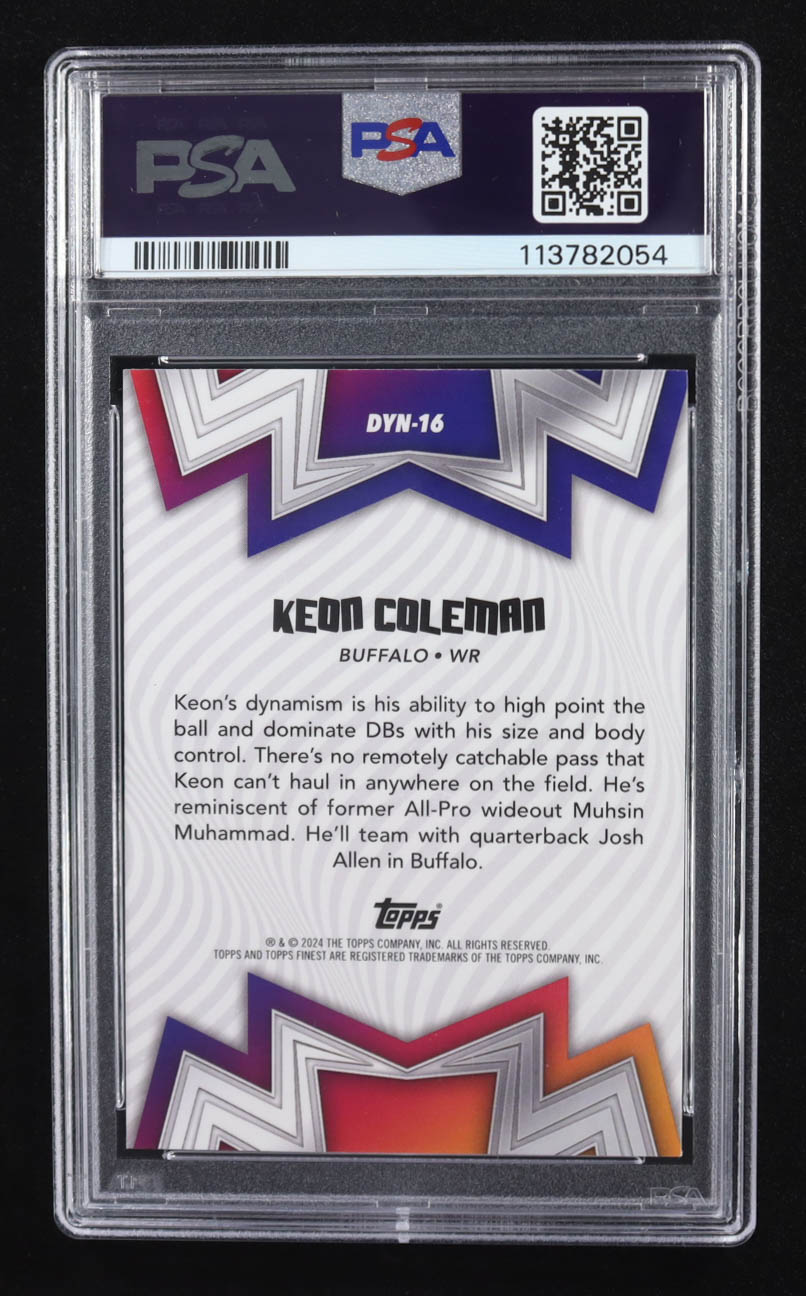 Keon Coleman 2024 Finest Dynamos Green Refractors #DYN16 #20/75 RC (PSA 10) at PristineAuction.com Keon Coleman 2024 Finest Dynamos Green Refractors #DYN16 #20/75 RC (PSA 10) at PristineAuction.com