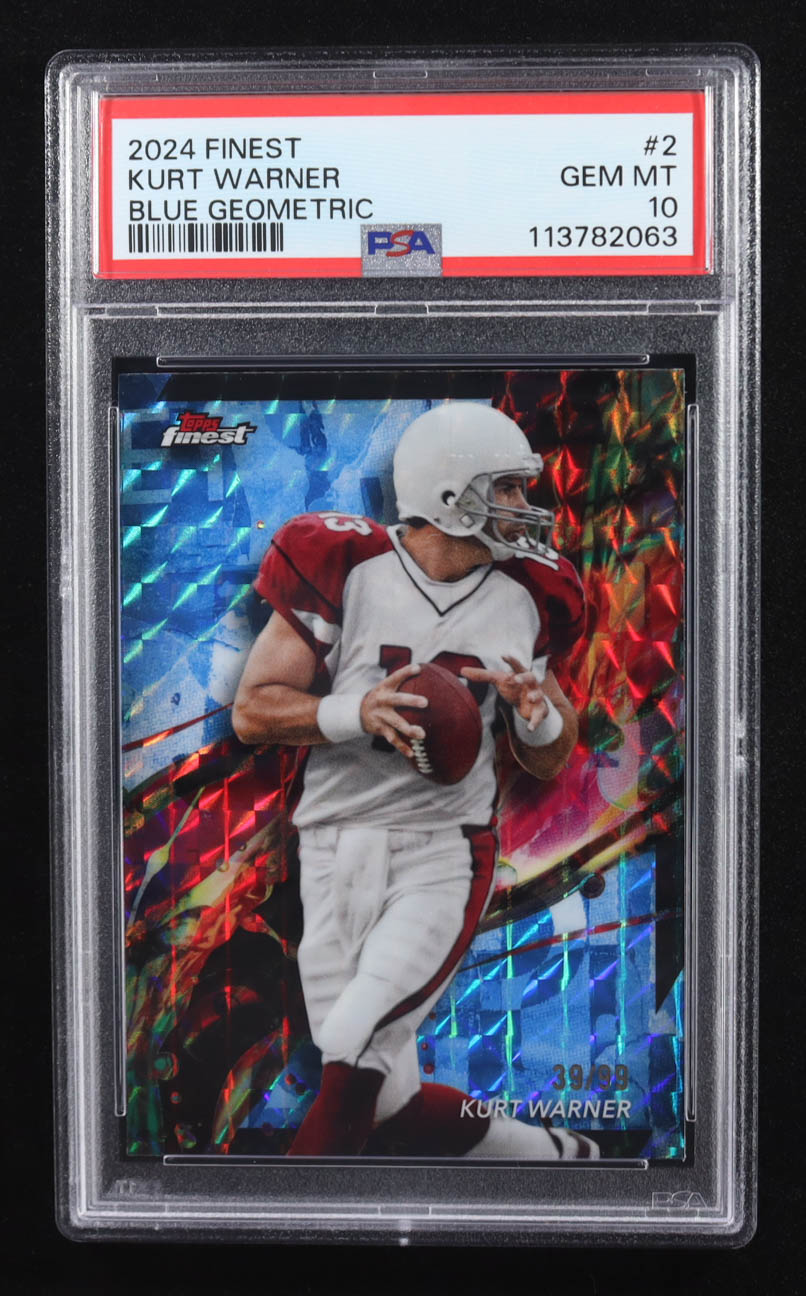 Kurt Warner 2024 Finest Blue Checkerboard Refractors #2 #39/99 (PSA 10) at PristineAuction.com Kurt Warner 2024 Finest Blue Checkerboard Refractors #2 #39/99 (PSA 10) at PristineAuction.com