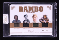 John Rambo/Sam Trautman/Mitch Rogers/Sheriff Will Teasle 2024 Keepsake Edition Quad Relic Authentic Rambo First Blood #131 #49/50 at PristineAuction.com