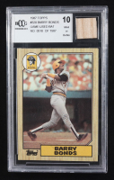 Barry Bonds 1987 Topps #320 RC with Game-Used Bat Piece (BCCG 10) at PristineAuction.com
