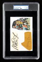 Magic Johnson & Larry Bird Signed Cut Display (PSA) at PristineAuction.com