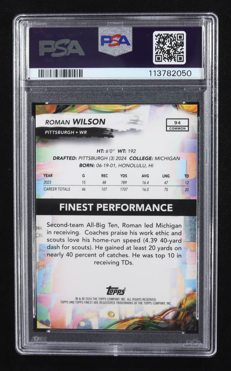 Roman Wilson 2024 Finest Black Geometric Refractors #94 #06/25 RC (PSA 10) at PristineAuction.com Roman Wilson 2024 Finest Black Geometric Refractors #94 #06/25 RC (PSA 10) at PristineAuction.com