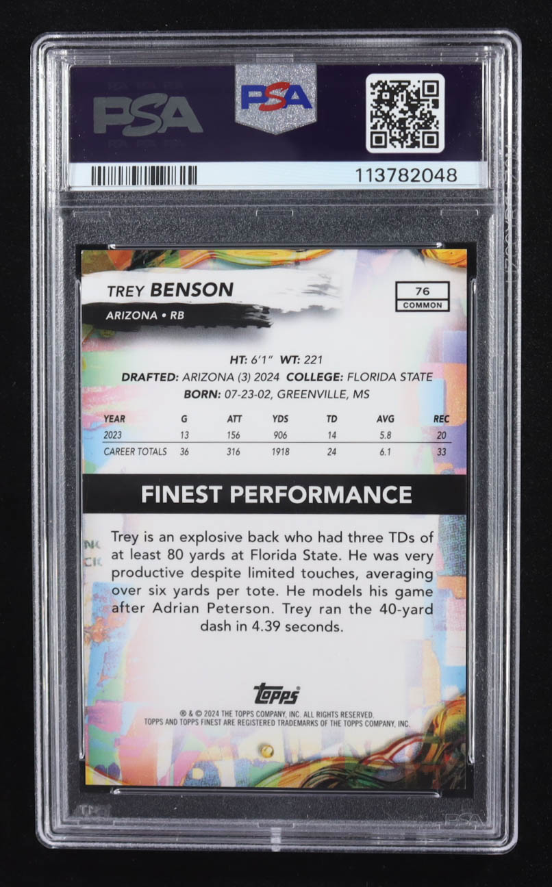 Trey Benson 2024 Finest Black Refractors #76 #02/25 RC (PSA 9) at PristineAuction.com Trey Benson 2024 Finest Black Refractors #76 #02/25 RC (PSA 9) at PristineAuction.com