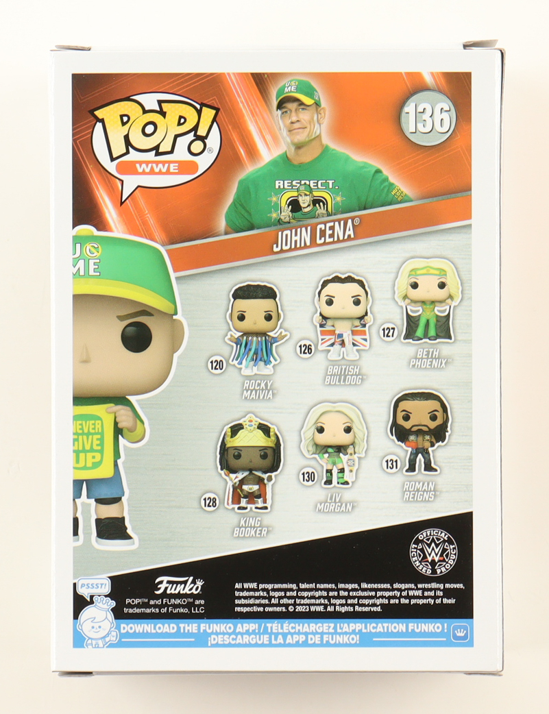 John Cena Signed WWE #136 John Cena Funko Pop! Vinyl Figure (AWM) at PristineAuction.com John Cena Signed WWE #136 John Cena Funko Pop! Vinyl Figure (AWM) at PristineAuction.com