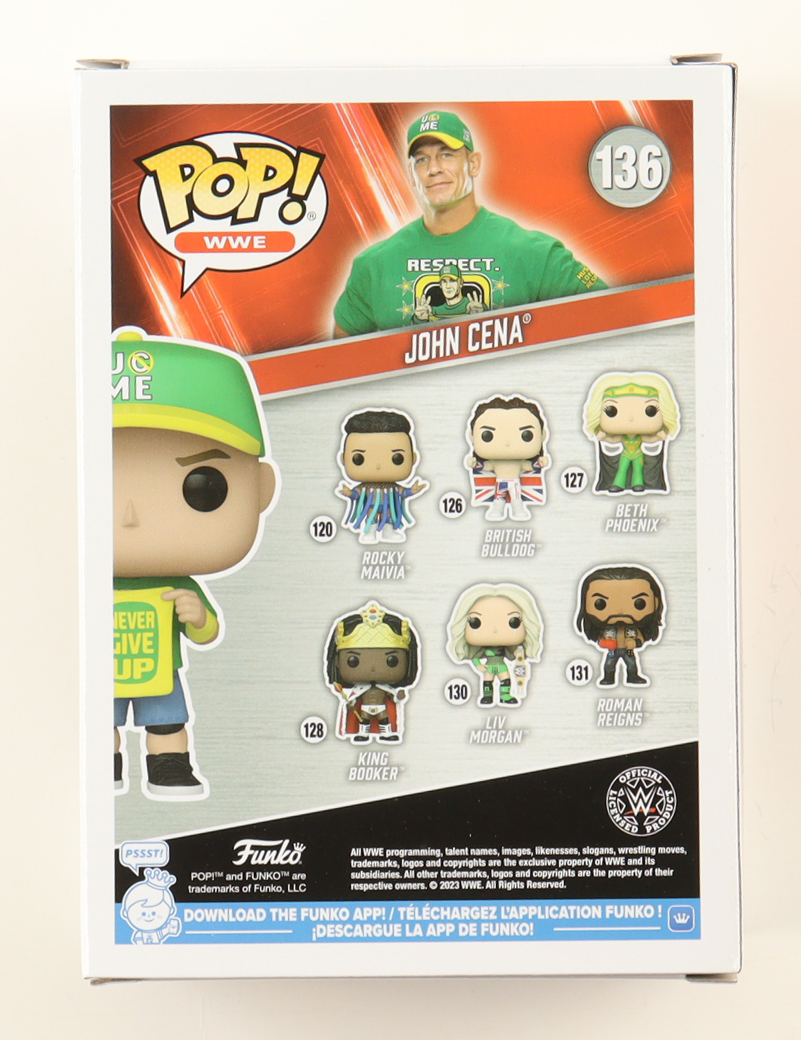 John Cena Signed WWE #136 John Cena Funko Pop! Vinyl Figure (AWM) at PristineAuction.com John Cena Signed WWE #136 John Cena Funko Pop! Vinyl Figure (AWM) at PristineAuction.com