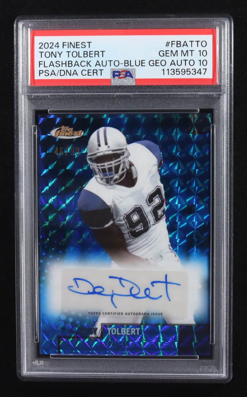 Tony Tolbert 2024 Finest Flashback Autographs Blue Geometric Refractors #FBATTO #46/99 (PSA 10 | Auto Grade PSA 10) at PristineAuction.com Tony Tolbert 2024 Finest Flashback Autographs Blue Geometric Refractors #FBATTO #46/99 (PSA 10 | Auto Grade PSA 10) at PristineAuction.com