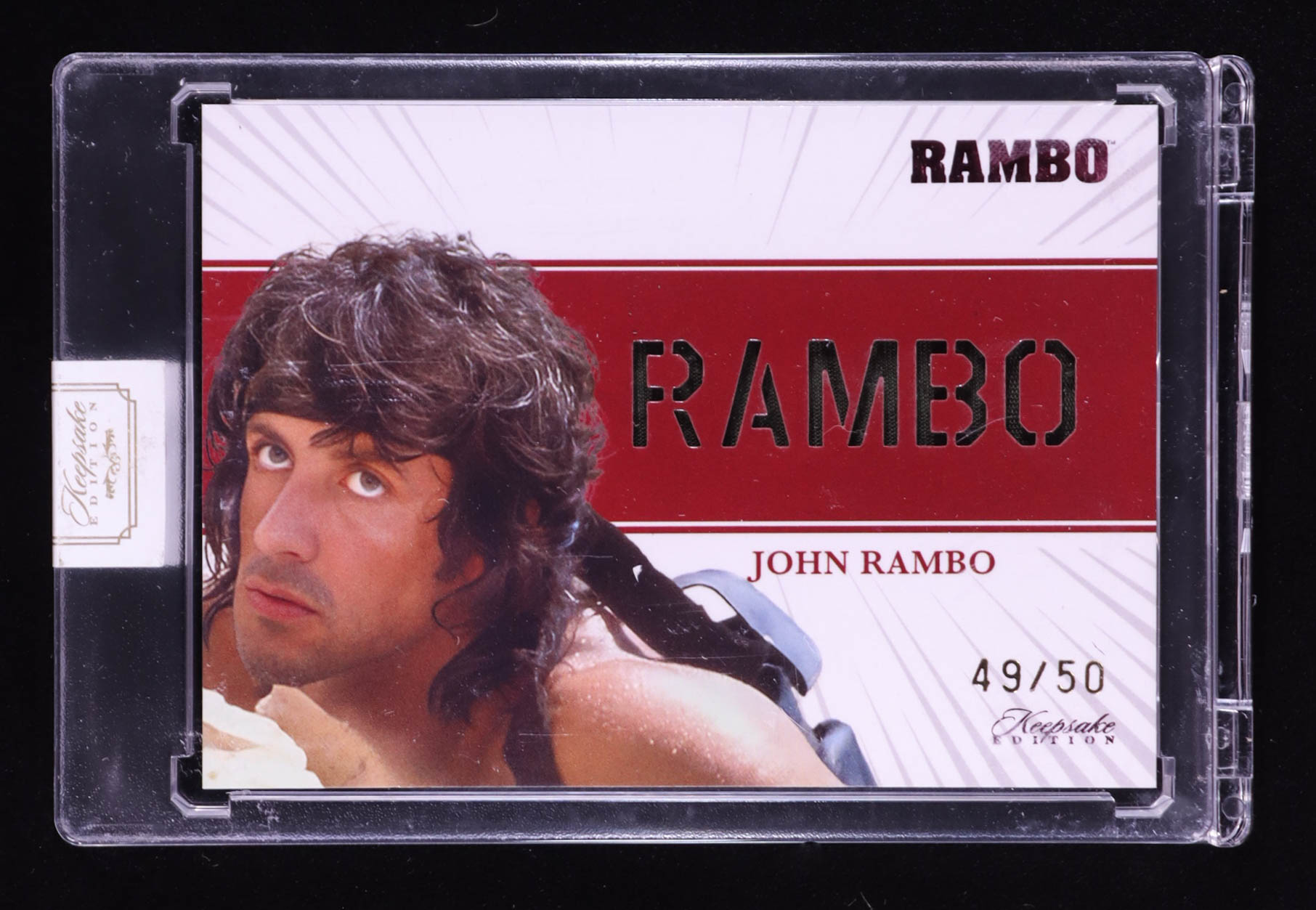 John Rambo 2024 Keepsake Edition Cutout Relic Authentic III #148 #49/50 at PristineAuction.com John Rambo 2024 Keepsake Edition Cutout Relic Authentic III #148 #49/50 at PristineAuction.com