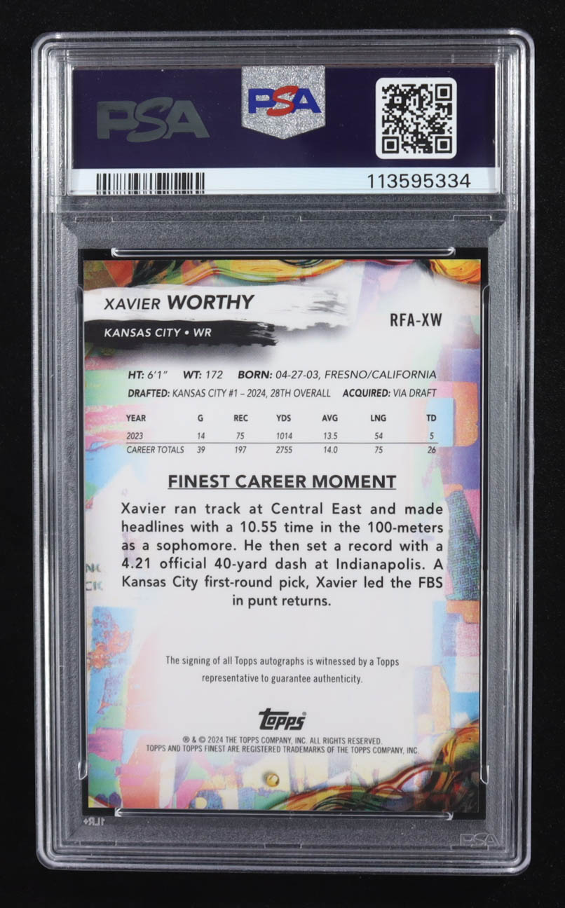 Xavier Worthy 2024 Finest Rookie Autographs #RFAXW RC (PSA 10 | Auto Grade PSA 10) at PristineAuction.com Xavier Worthy 2024 Finest Rookie Autographs #RFAXW RC (PSA 10 | Auto Grade PSA 10) at PristineAuction.com
