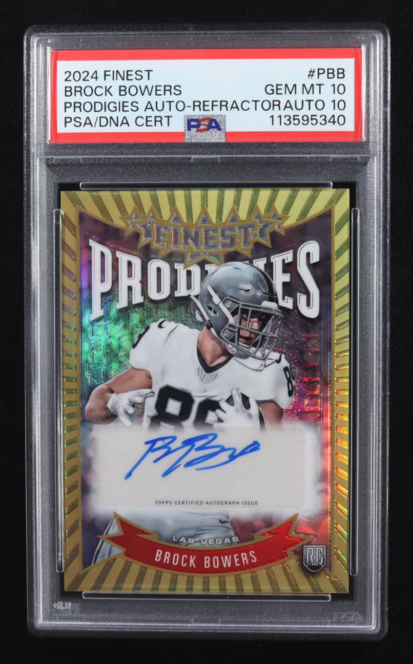 Brock Bowers 2024 Finest Prodigies Autographs Refractors #PBB RC (PSA 10 | Auto Grade PSA 10) at PristineAuction.com Brock Bowers 2024 Finest Prodigies Autographs Refractors #PBB RC (PSA 10 | Auto Grade PSA 10) at PristineAuction.com