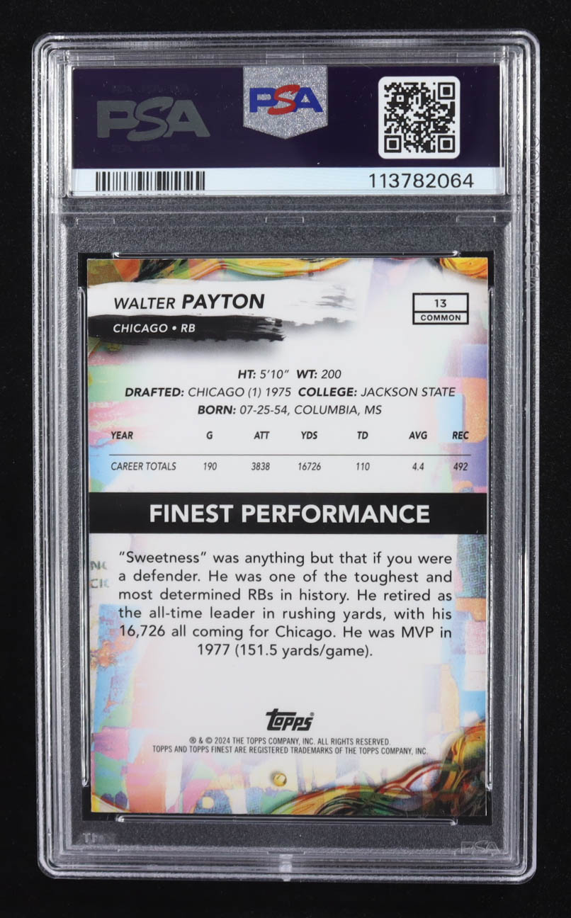 Walter Payton 2024 Finest Blue Checkerboard Refractors #13 #50/99 (PSA 10) at PristineAuction.com Walter Payton 2024 Finest Blue Checkerboard Refractors #13 #50/99 (PSA 10) at PristineAuction.com