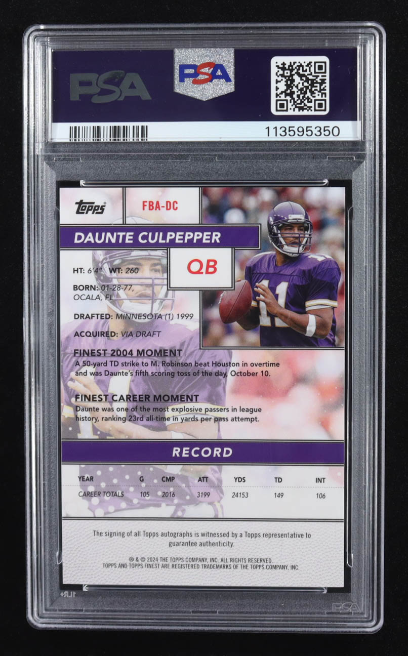 Daunte Culpepper 2024 Finest Flashback Autographs Blue Geometric Refractors #FBADC #92/99 (PSA 9 | Auto Grade PSA 7) at PristineAuction.com Daunte Culpepper 2024 Finest Flashback Autographs Blue Geometric Refractors #FBADC #92/99 (PSA 9 | Auto Grade PSA 7) at PristineAuction.com