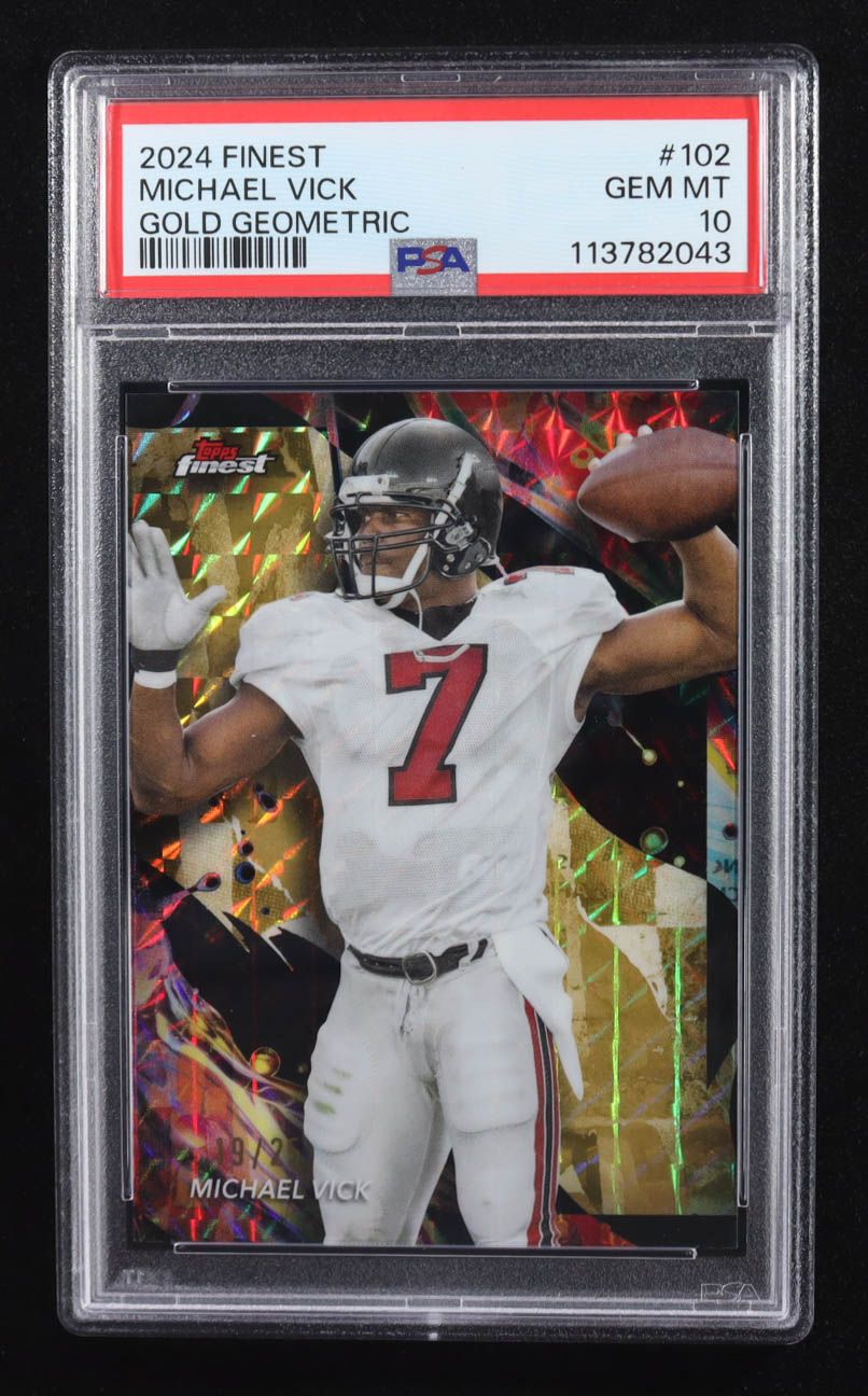 Michael Vick 2024 Finest Gold Geometric Refractors #102 #19/25 (PSA 10) at PristineAuction.com Michael Vick 2024 Finest Gold Geometric Refractors #102 #19/25 (PSA 10) at PristineAuction.com