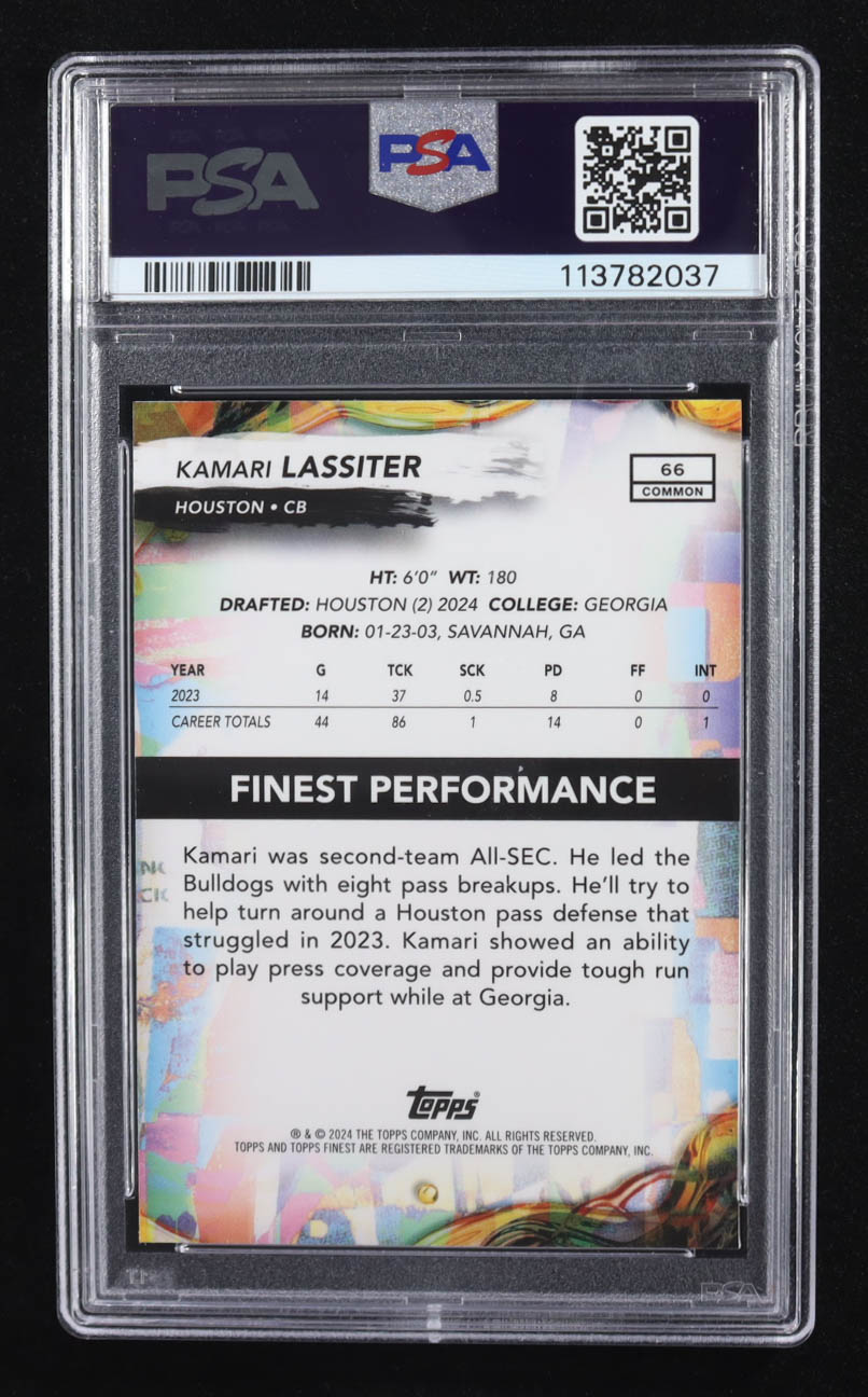 Kamari Lassiter 2024 Finest Green Refractors #66 #41/75 RC (PSA 10) at PristineAuction.com Kamari Lassiter 2024 Finest Green Refractors #66 #41/75 RC (PSA 10) at PristineAuction.com