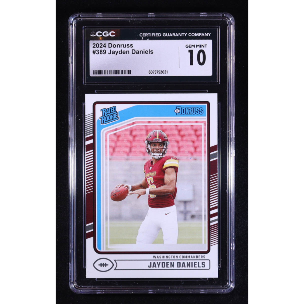 Jayden Daniels 2024 Donruss #389 RR RC (CGC 10) at PristineAuction.com Jayden Daniels 2024 Donruss #389 RR RC (CGC 10) at PristineAuction.com