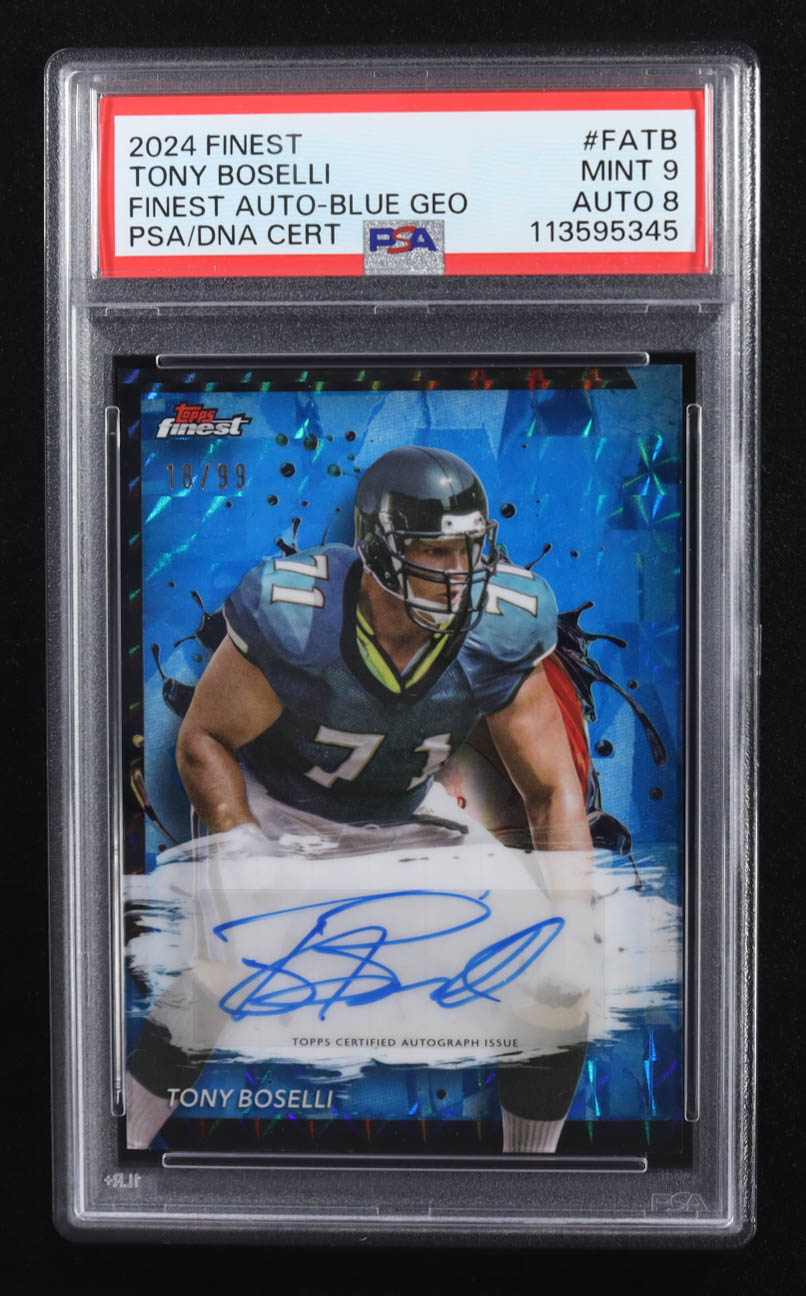 Tony Boselli 2024 Finest Autographs Blue Geometric Refractors #FATB #18/99 (PSA 9 | Auto Grade PSA 8) at PristineAuction.com Tony Boselli 2024 Finest Autographs Blue Geometric Refractors #FATB #18/99 (PSA 9 | Auto Grade PSA 8) at PristineAuction.com