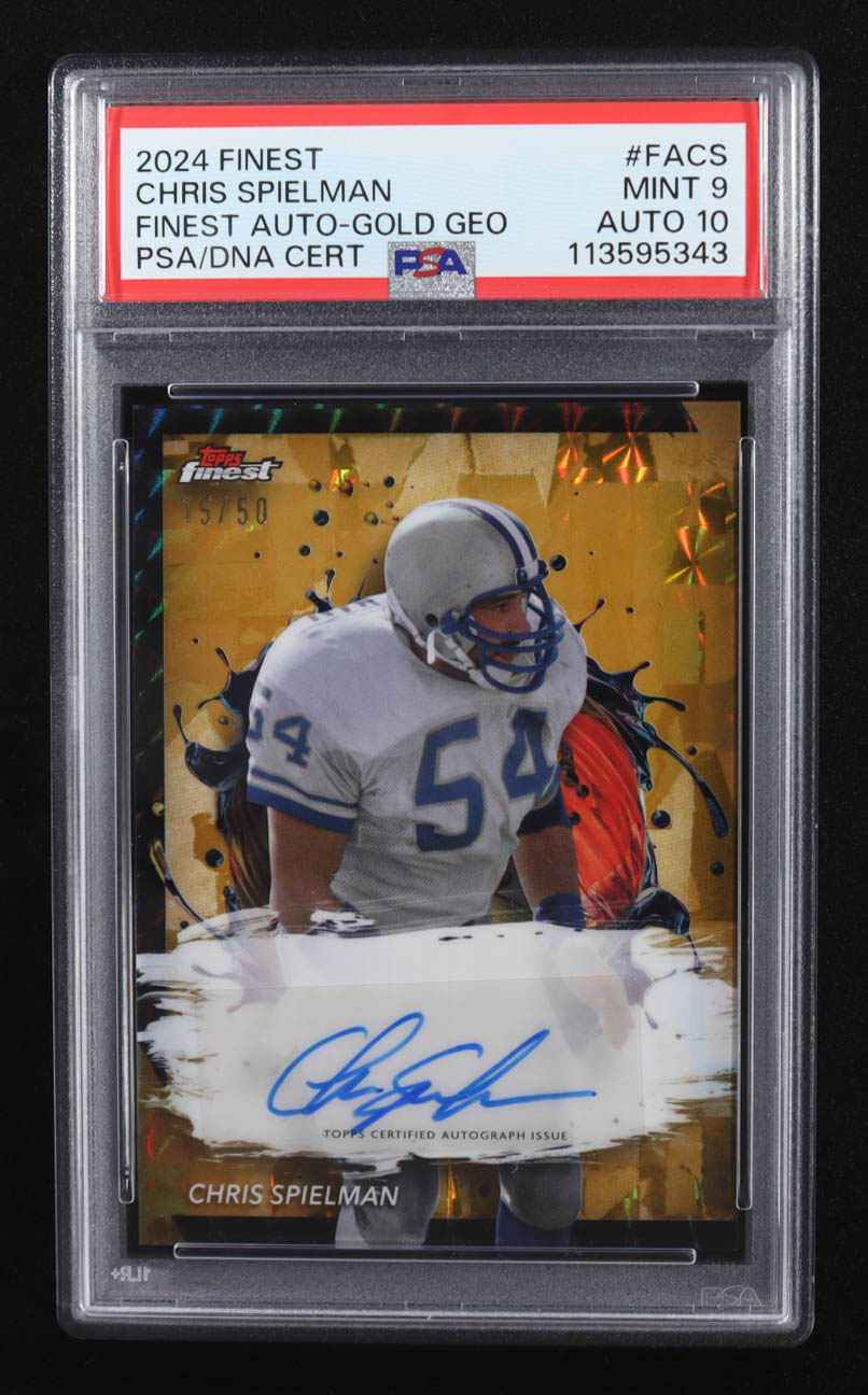 Chris Spielman 2024 Finest Autographs Gold Geometric Refractors #FACS #15/50 (PSA 9 | Auto Grade PSA 10) at PristineAuction.com Chris Spielman 2024 Finest Autographs Gold Geometric Refractors #FACS #15/50 (PSA 9 | Auto Grade PSA 10) at PristineAuction.com