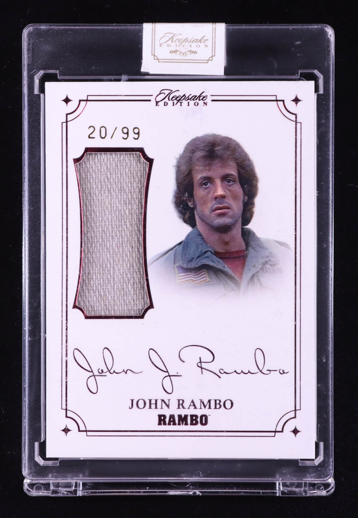 John Rambo 2024 Keepsake Edition Laser Signapatch Authentic Rambo #40 #20/99 at PristineAuction.com John Rambo 2024 Keepsake Edition Laser Signapatch Authentic Rambo #40 #20/99 at PristineAuction.com