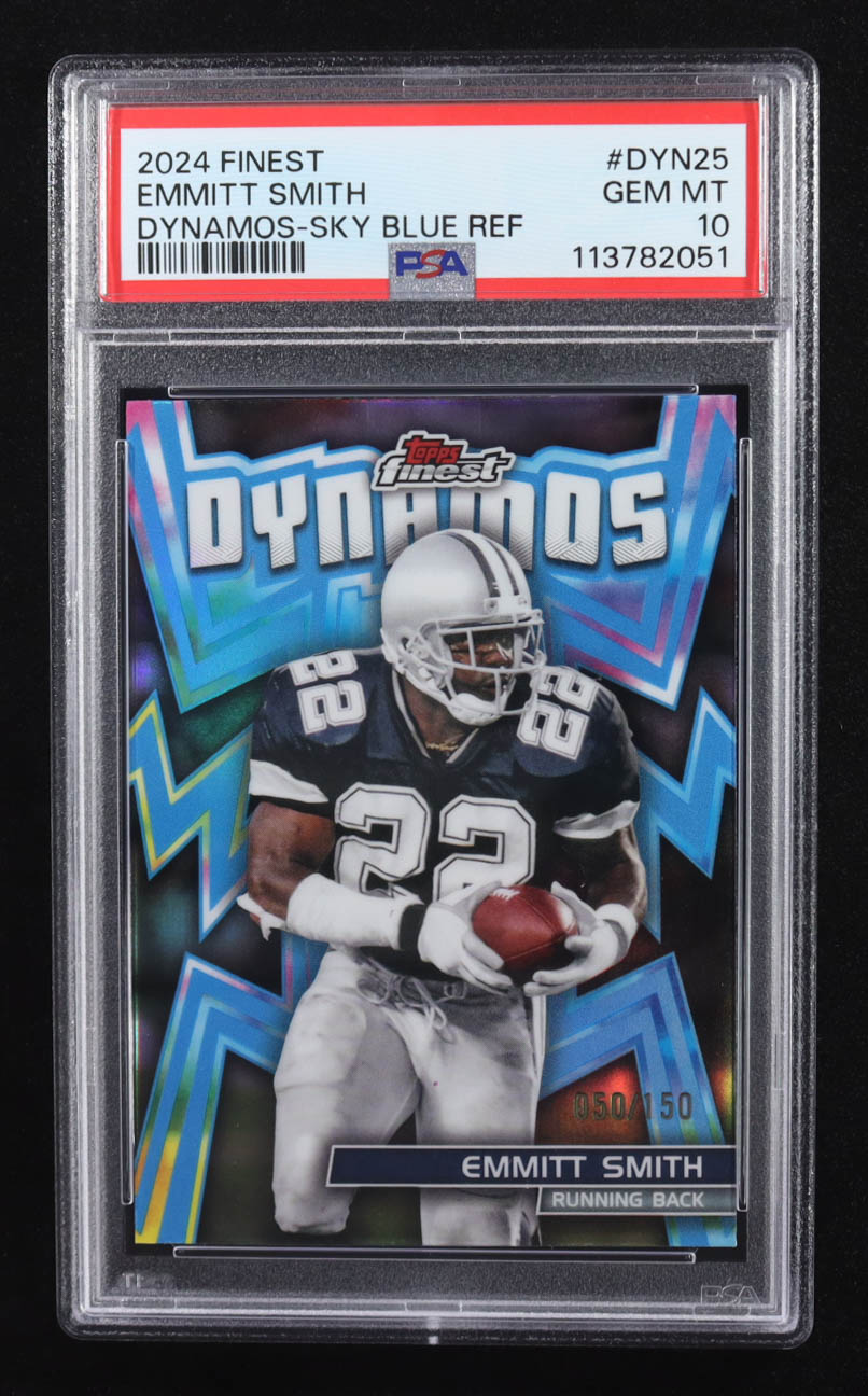 Emmitt Smith 2024 Finest Dynamos Sky Blue Refractors #DYN25 #50/150 (PSA 10) at PristineAuction.com Emmitt Smith 2024 Finest Dynamos Sky Blue Refractors #DYN25 #50/150 (PSA 10) at PristineAuction.com