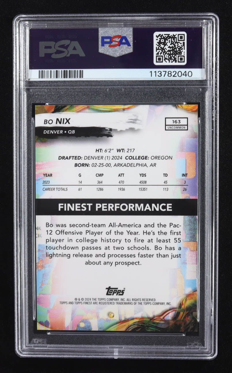 Bo Nix 2024 Finest Oil Spill Geometric Refractors #163 #01/15 RC (PSA 10) at PristineAuction.com Bo Nix 2024 Finest Oil Spill Geometric Refractors #163 #01/15 RC (PSA 10) at PristineAuction.com