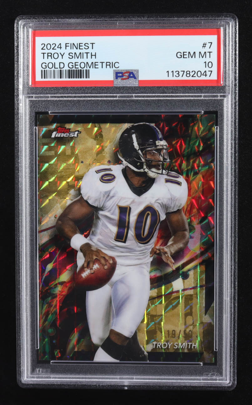 Troy Smith 2024 Finest Gold Geometric Refractors #7 #19/50 (PSA 10) at PristineAuction.com Troy Smith 2024 Finest Gold Geometric Refractors #7 #19/50 (PSA 10) at PristineAuction.com