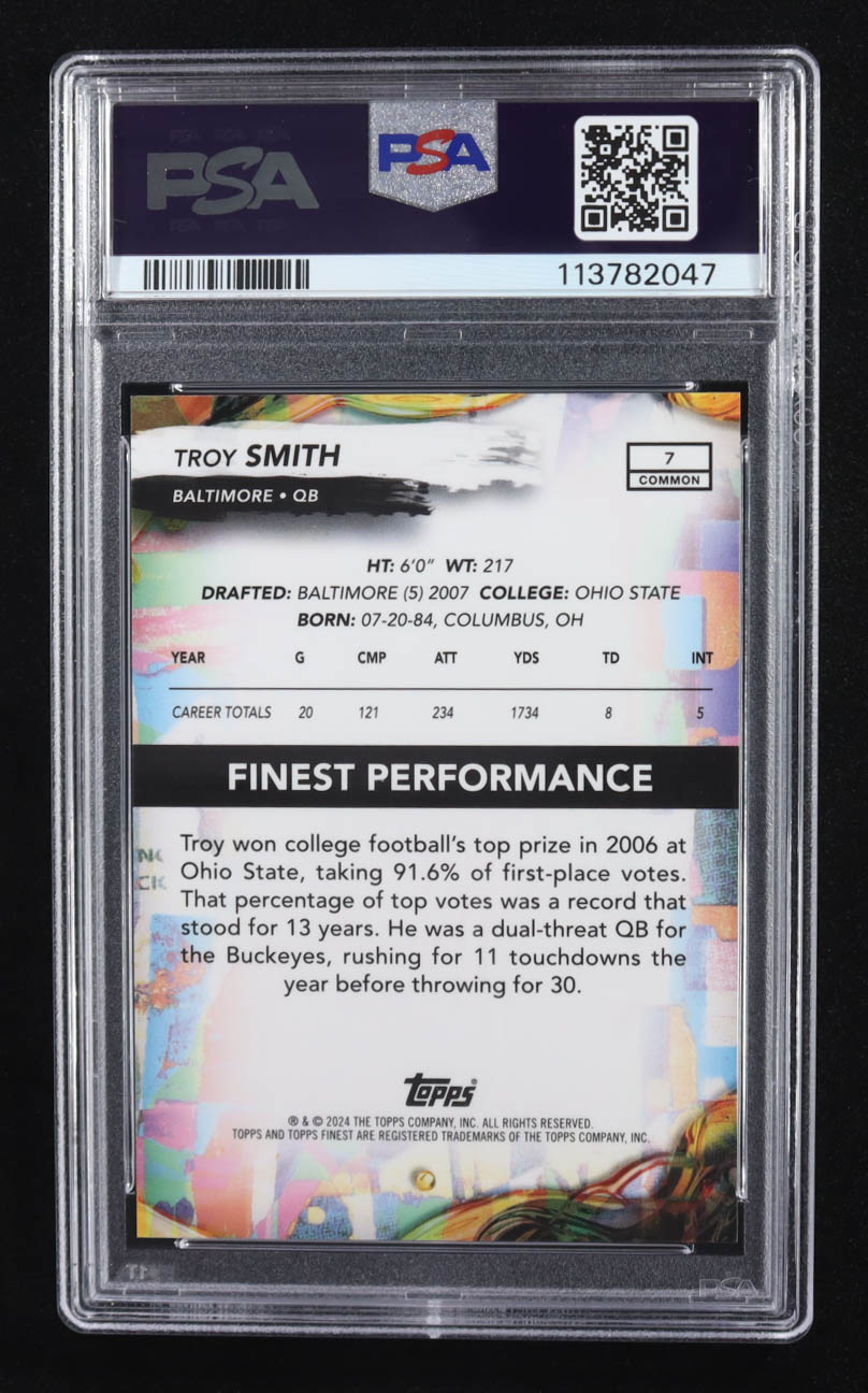 Troy Smith 2024 Finest Gold Geometric Refractors #7 #19/50 (PSA 10) at PristineAuction.com Troy Smith 2024 Finest Gold Geometric Refractors #7 #19/50 (PSA 10) at PristineAuction.com