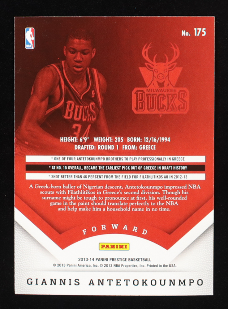 Giannis Antetokounmpo 2013-14 Prestige #175 RC at PristineAuction.com Giannis Antetokounmpo 2013-14 Prestige #175 RC at PristineAuction.com