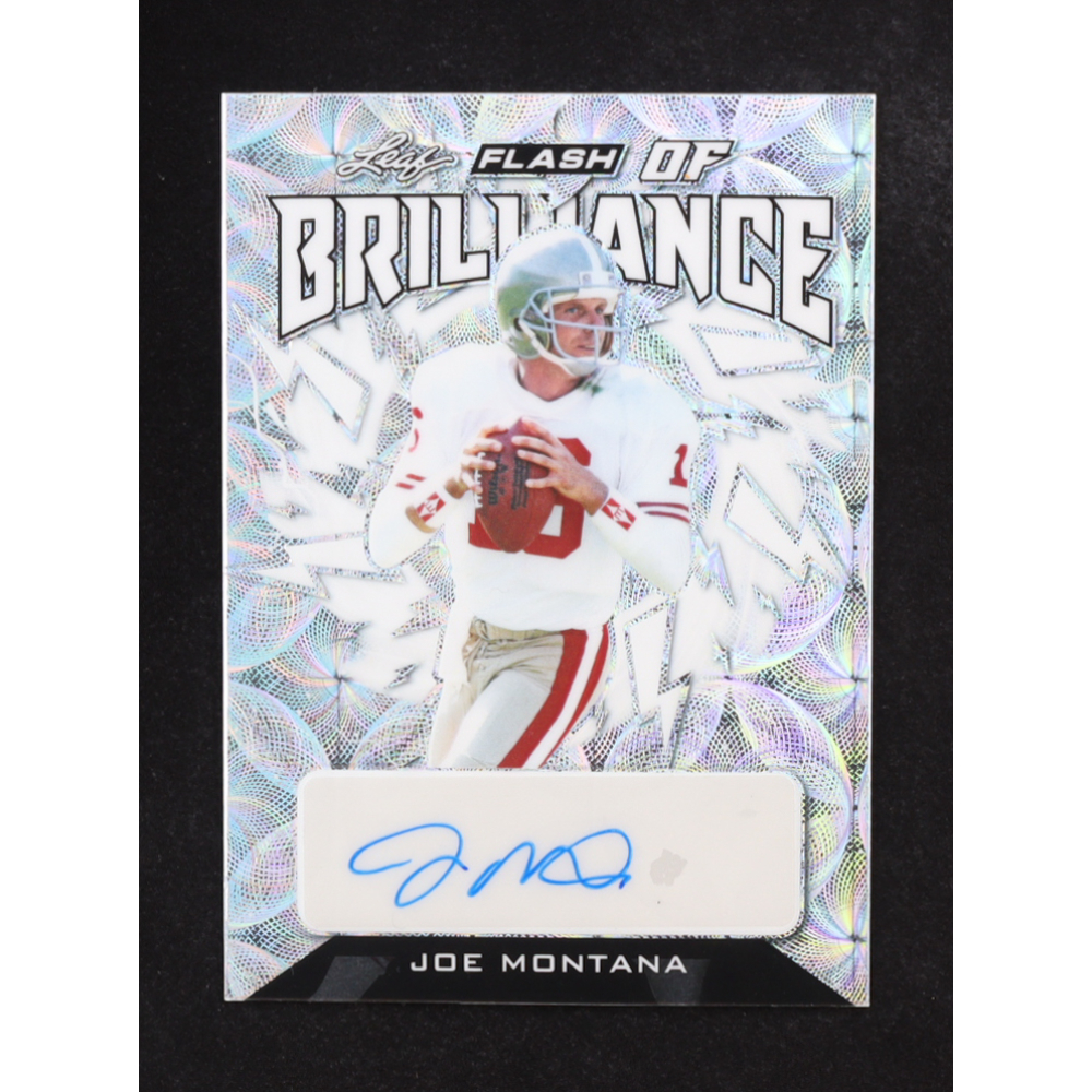 Joe Montana 2022 Leaf Flash of Brilliance Autographs Silver Wave #FBJM2 #29/30 at PristineAuction.com