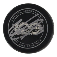 Nico Hischier Signed NHL 100th Anniversary Logo Hockey Puck (Beckett) at PristineAuction.com