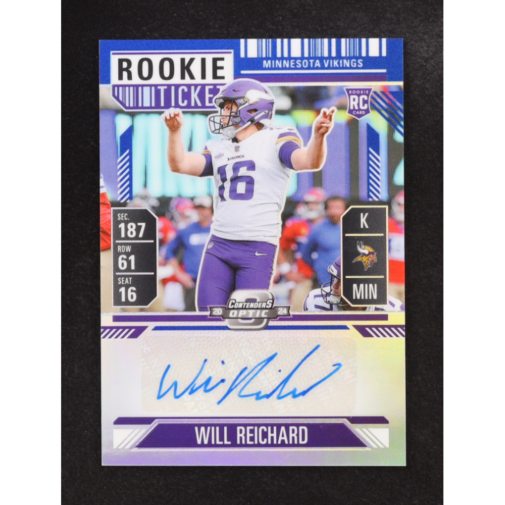 Will Reichard 2024 Panini Contenders Optic Blue AU #196 #13/75 RC at PristineAuction.com