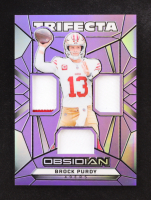 Brock Purdy 2024 Panini Obsidian Trifecta Swatches Purple #17 #07/49 at PristineAuction.com