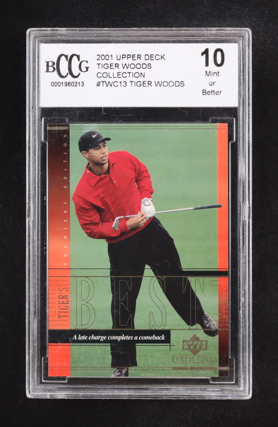 Tiger Woods 2001 Upper Deck Tiger Woods Collection #TWC13 (BCCG 10) at PristineAuction.com Tiger Woods 2001 Upper Deck Tiger Woods Collection #TWC13 (BCCG 10) at PristineAuction.com