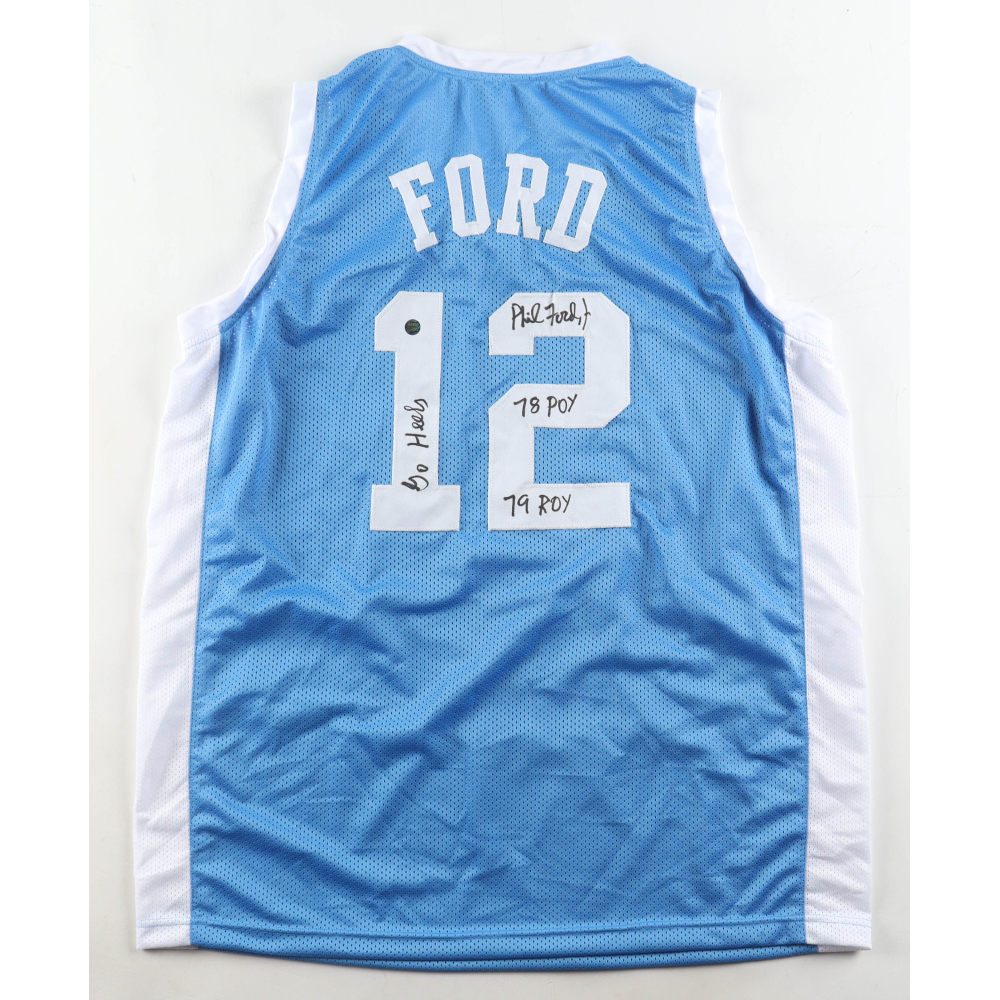 Phil Ford Signed Jersey Inscribed "Go Heels", "78 POY", "79 ROY" (AWM) at PristineAuction.com