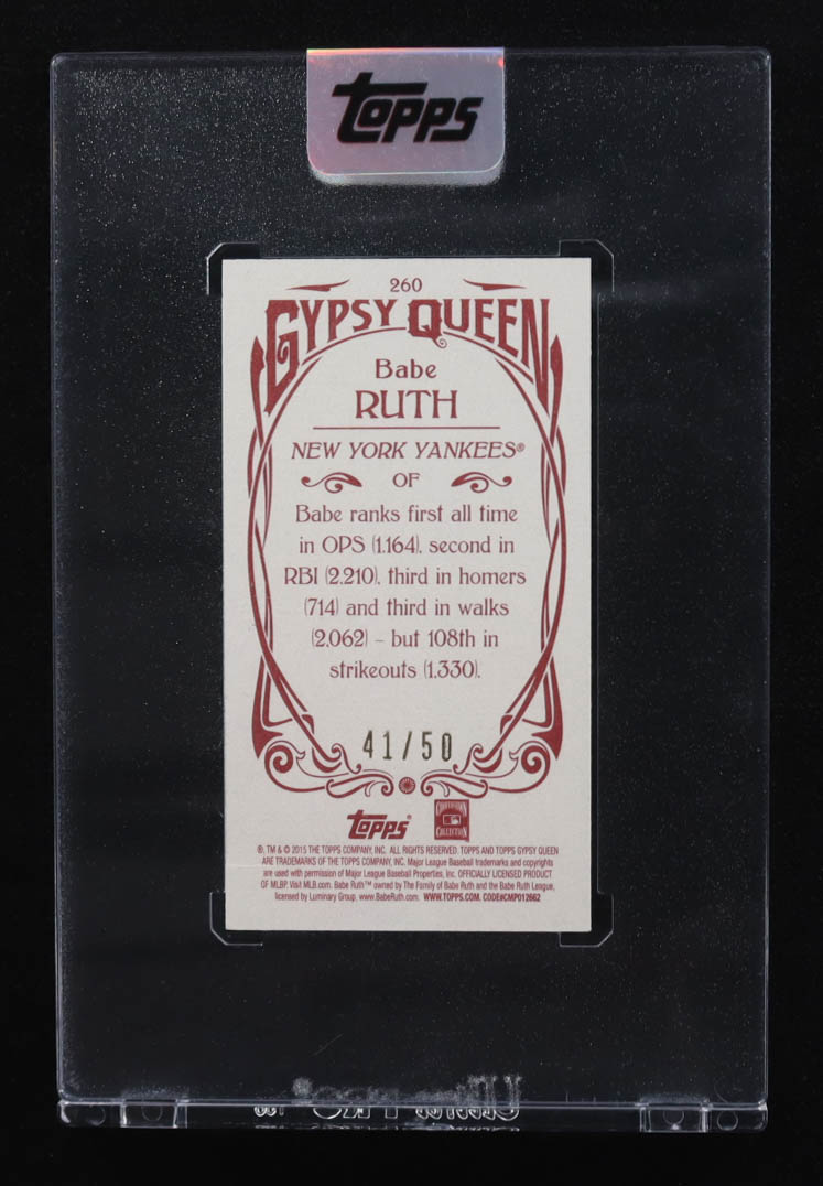 Babe Ruth 2015 Topps Gypsy Queen Mini Red #260 #41/50 at PristineAuction.com Babe Ruth 2015 Topps Gypsy Queen Mini Red #260 #41/50 at PristineAuction.com