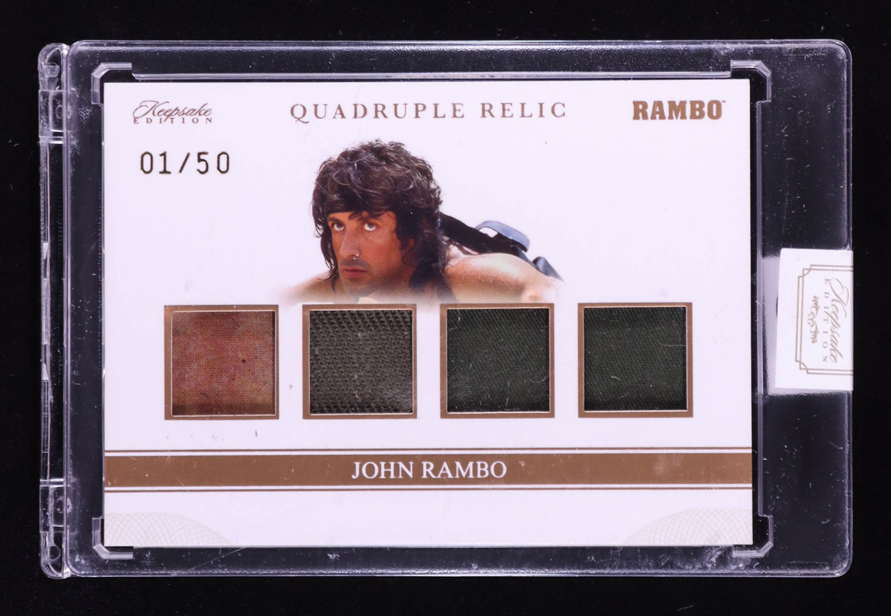 John Rambo 2024 Keepsake Edition Quadruple Relic Authentic Rambo III #179 #01/50 at PristineAuction.com John Rambo 2024 Keepsake Edition Quadruple Relic Authentic Rambo III #179 #01/50 at PristineAuction.com