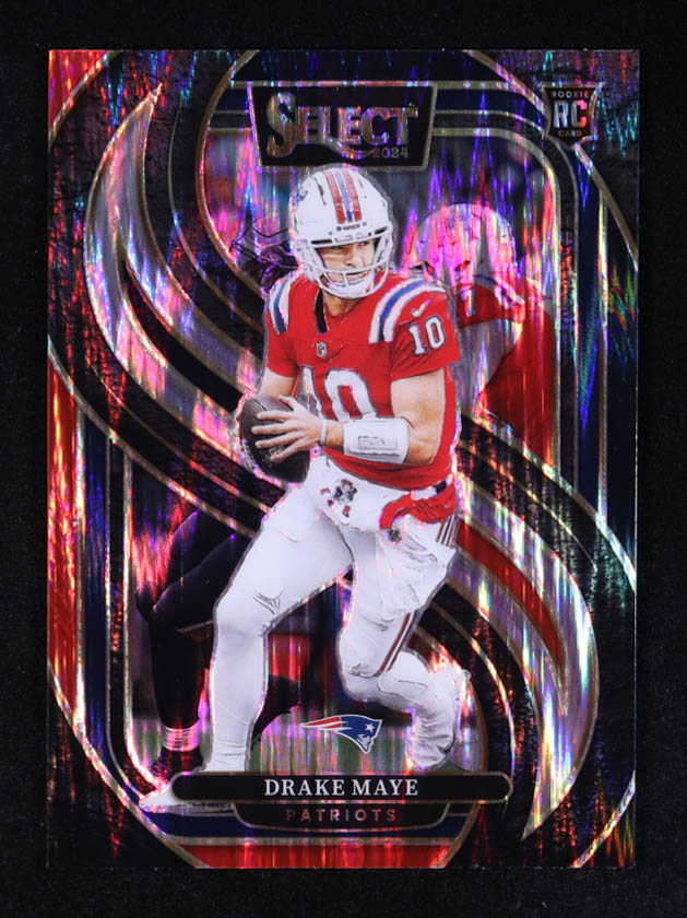 Drake Maye 2024 Select Prizm Black and Red Shock #113 RC at PristineAuction.com Drake Maye 2024 Select Prizm Black and Red Shock #113 RC at PristineAuction.com