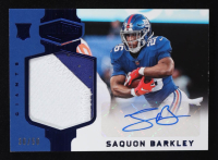 Saquon Barkley 2018 Panini Plates and Patches Blue #230 #30/50 JSY AU RC at PristineAuction.com