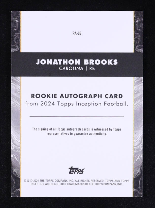 Jonathon Brooks 2024 Topps Inception Rookie Autographs #RAJB RC at PristineAuction.com Jonathon Brooks 2024 Topps Inception Rookie Autographs #RAJB RC at PristineAuction.com