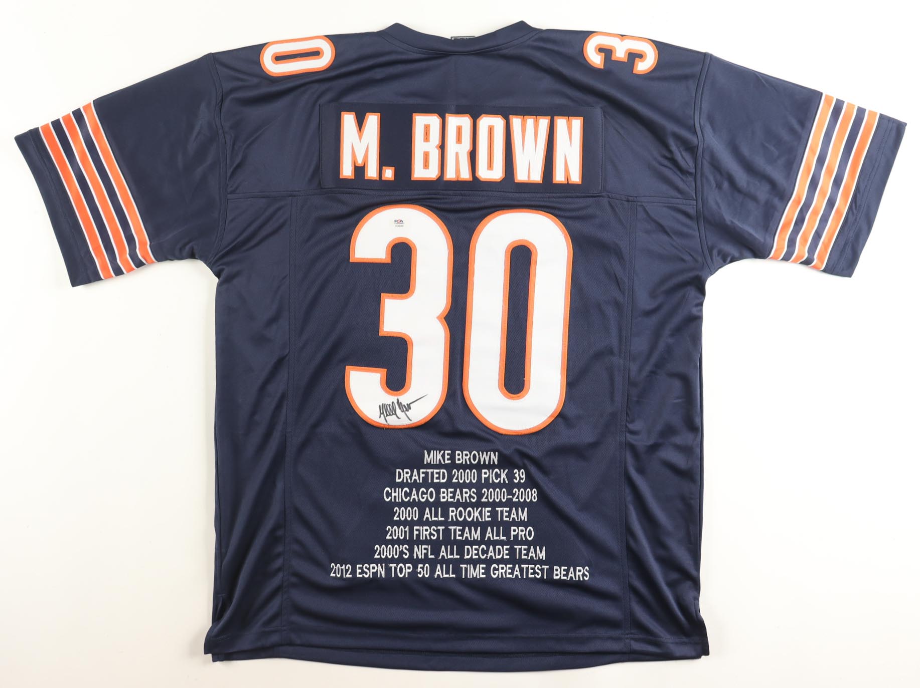 Mike Brown Signed Career Highlight Stat Jersey (PSA) at PristineAuction.com Mike Brown Signed Career Highlight Stat Jersey (PSA) at PristineAuction.com