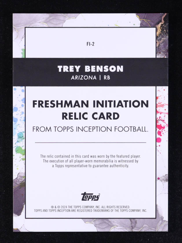 Trey Benson 2024 Topps Inception Freshman Initiation Jerseys Magenta #FI2 #47/99 RC at PristineAuction.com Trey Benson 2024 Topps Inception Freshman Initiation Jerseys Magenta #FI2 #47/99 RC at PristineAuction.com