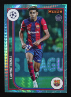 Lamine Yamal 2023-24 Merlin UEFA Club Competitions Aqua Prism Refractors #27 RC at PristineAuction.com