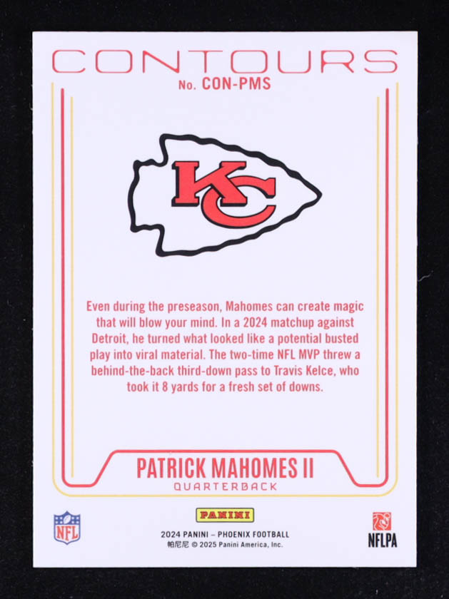 Patrick Mahomes II 2024 Panini Phoenix Contours #9 at PristineAuction.com Patrick Mahomes II 2024 Panini Phoenix Contours #9 at PristineAuction.com