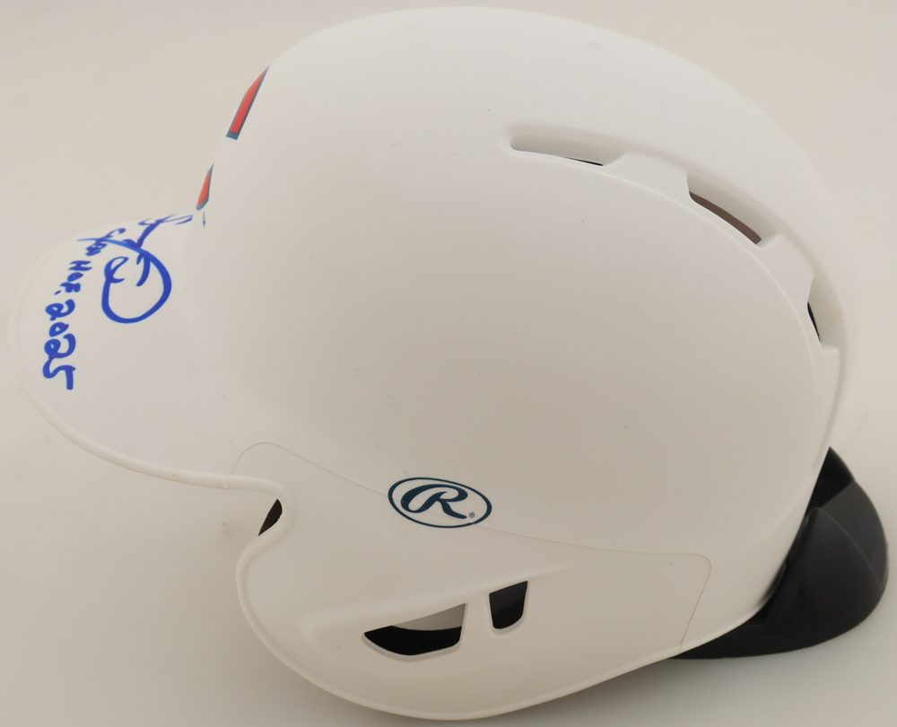 Sammy Sosa Signed Cubs Mini Batting Helmet Inscribed "Cubs HOF 2025" (Beckett) at PristineAuction.com Sammy Sosa Signed Cubs Mini Batting Helmet Inscribed "Cubs HOF 2025" (Beckett) at PristineAuction.com